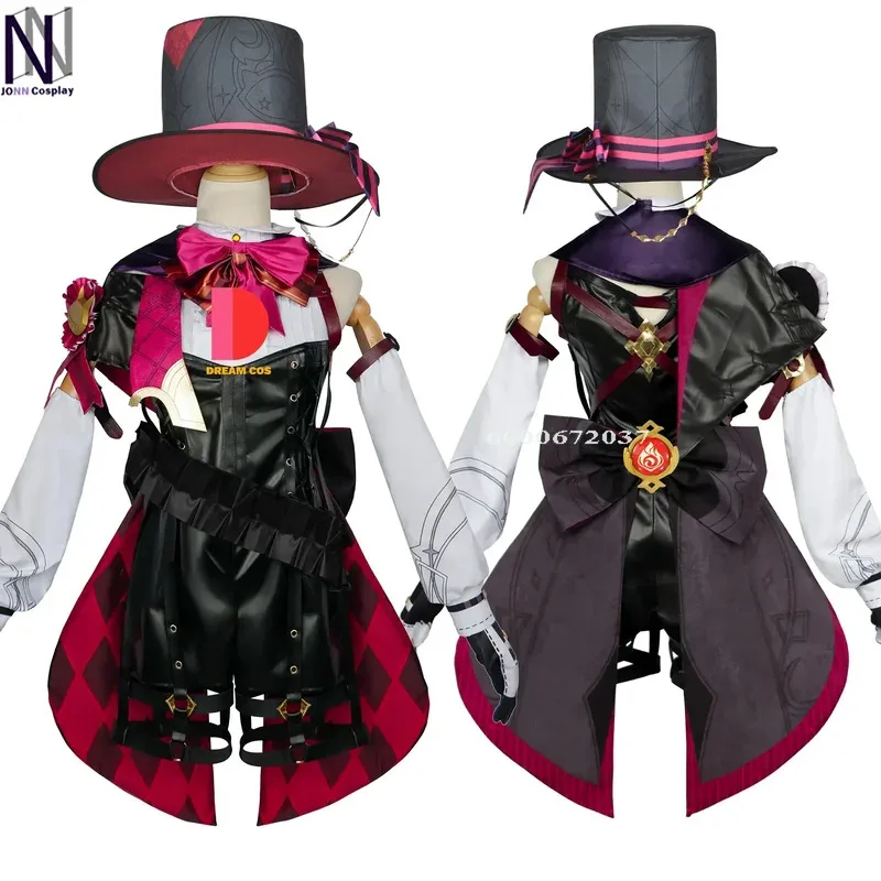 جينشين تأثير لعبة فونتين ليني تأثيري حلي الساحر الجلود موحدة شعر مستعار قصير قفاز التوائم هالوين كرنفال الزي