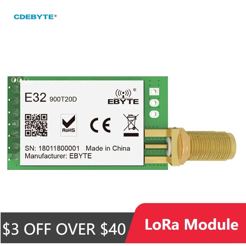 Ebyte E32-900T20D V8 LoRa 868MHz 915MHz IoT 20dBm 100mW Módulo Transceptor Inalámbrico Transmisor y Receptor UART