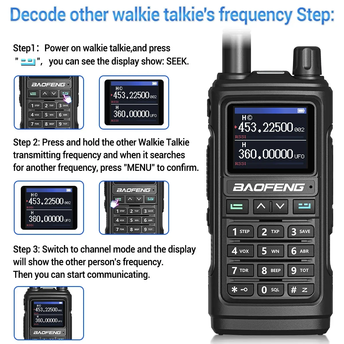 Baofeng UV-17E Airband Walkie-Talkie Drahtlose Kopierfrequenz Langstrecken-Typ-C NOAA AM Tragbares UV-5R Ham-Funkgerät – Detail 22
