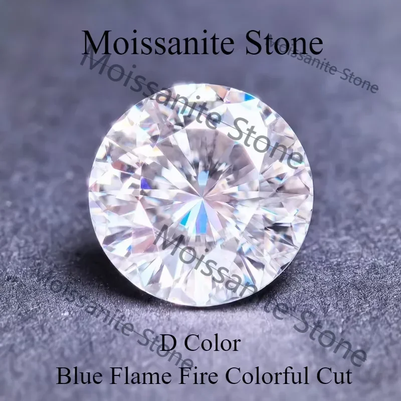Moissanite Stone D Color Blue Flame Fire Colorful Cut Lab Grown Charm Diamond for DIY Jewelry Making Materials Certificate