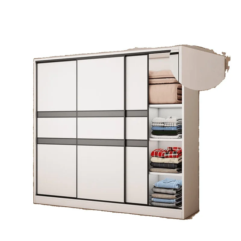 

Solid wood wardrobe household bedroom simple modern sliding door 60 deep locker rental room e****mical