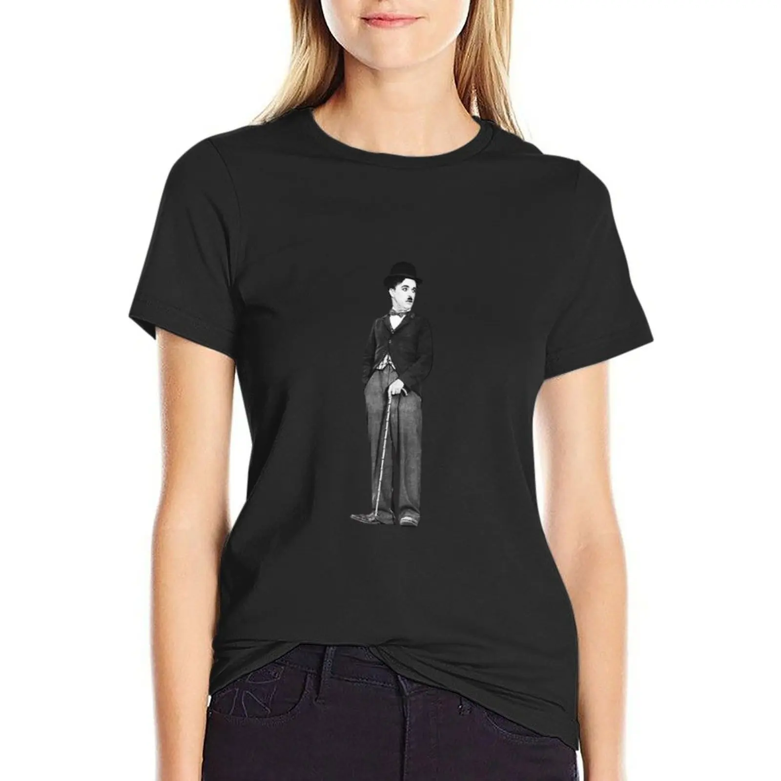 Camiseta de charlie chaplin para mujer, ropa para mujer, camisetas gráficas, camisetas ajustadas