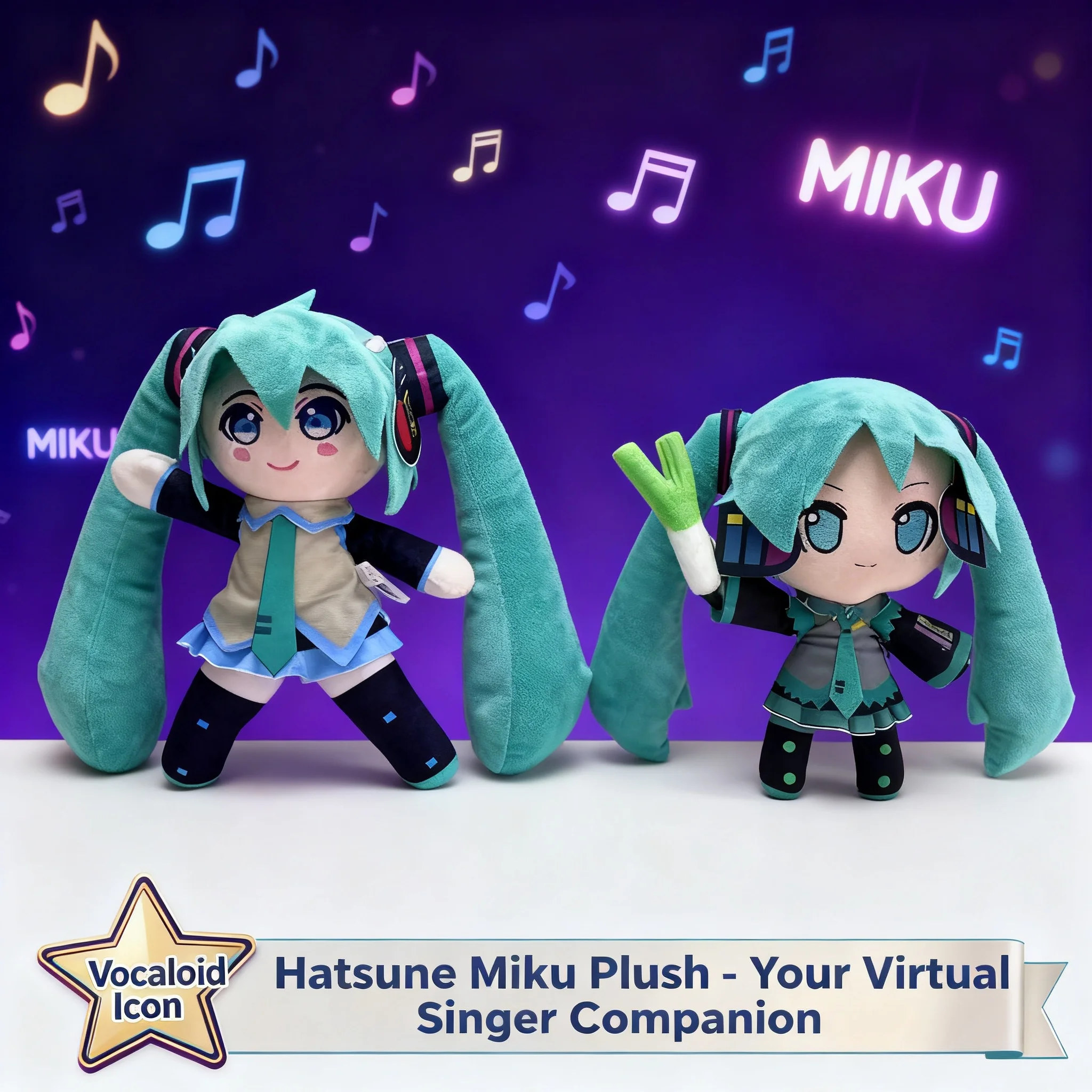 

Hatsune Miku with Leek Plush Doll Anime Gift Toy Cute Vocaloid Character Soft Stuffed Animal Collectible Figure for Fans