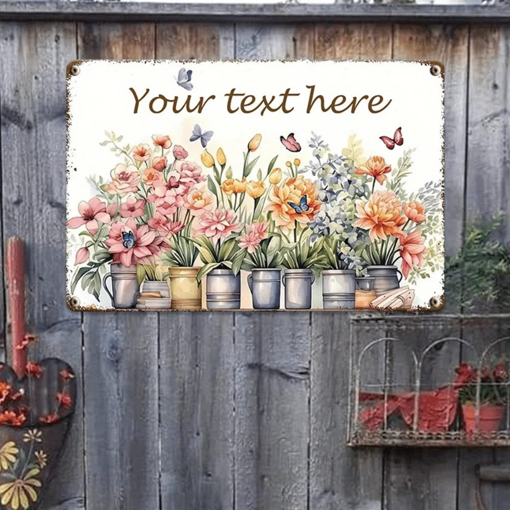 Personalized Floral Metal Wall Art, Made of Aluminum, Resistant to Water And Dust, Easy Installation, Custom Text Available, Ide