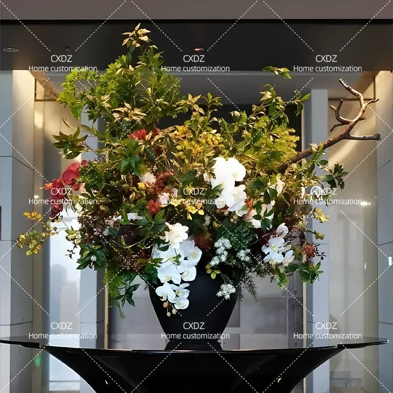 Large Artificial Green Plants New Chinese Style Desktop Floral Arrangement Hotel Lobby Decoration Simulation Flower Entrance