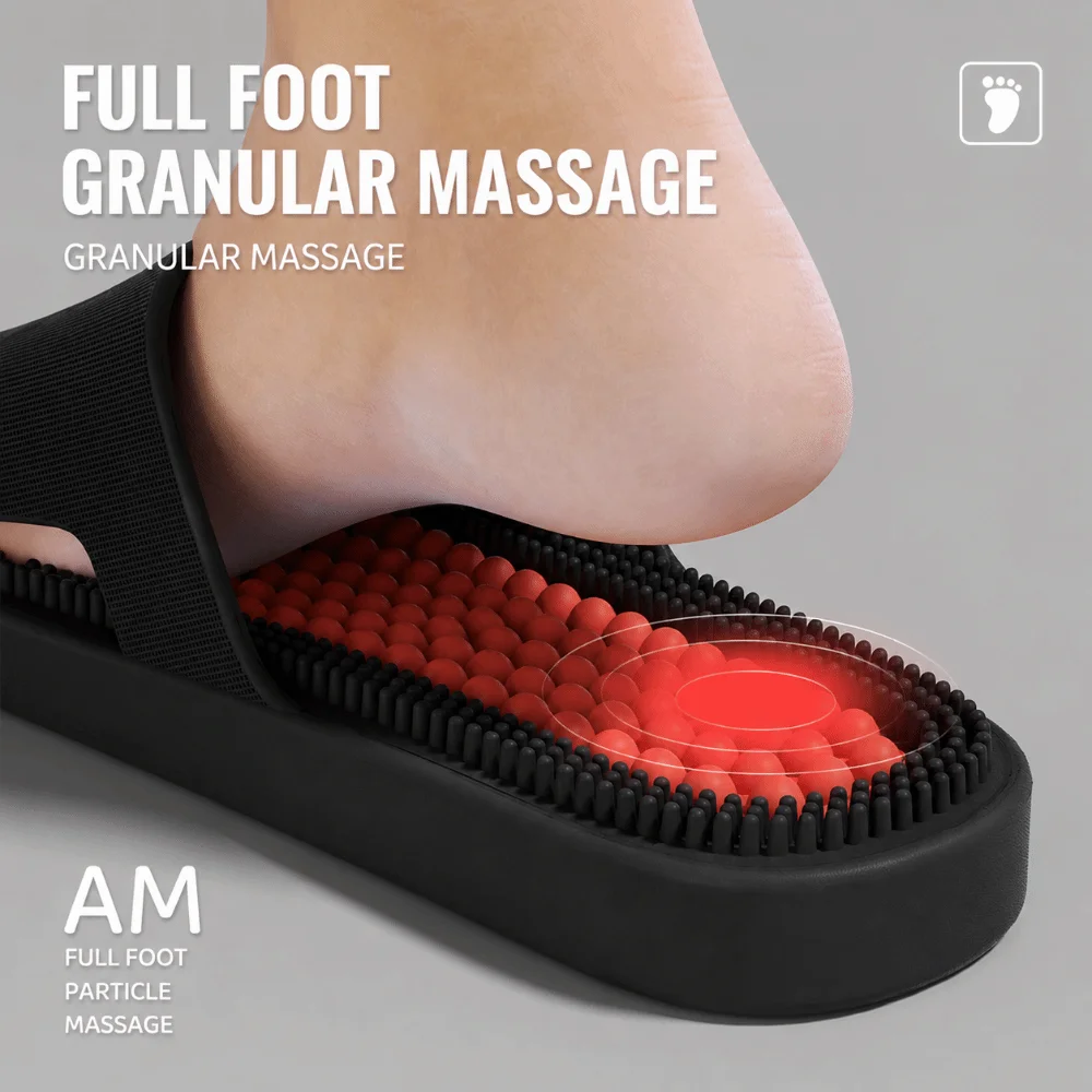 Acupressure Men's Massage Slippers Boost Circulation Anti-Slip Bathroom Slippers Soft Bottom Lightweight Foot Massage Slippers