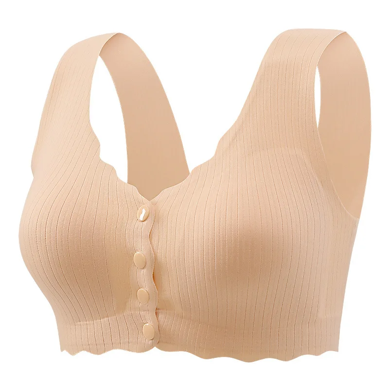Solid Color Woman's Brassiere Nursing Bra Pregnant Lady's Vest Style Front Clasp Summer Version Girl Postpartum Moisture Wicking