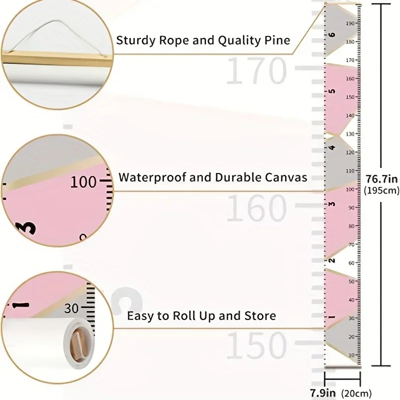 Height Growth Chart Ruler Measure Wall Chart Art Waterproof Hanging Rulers For Kids Bedroom Nursery Wall Decor Removable