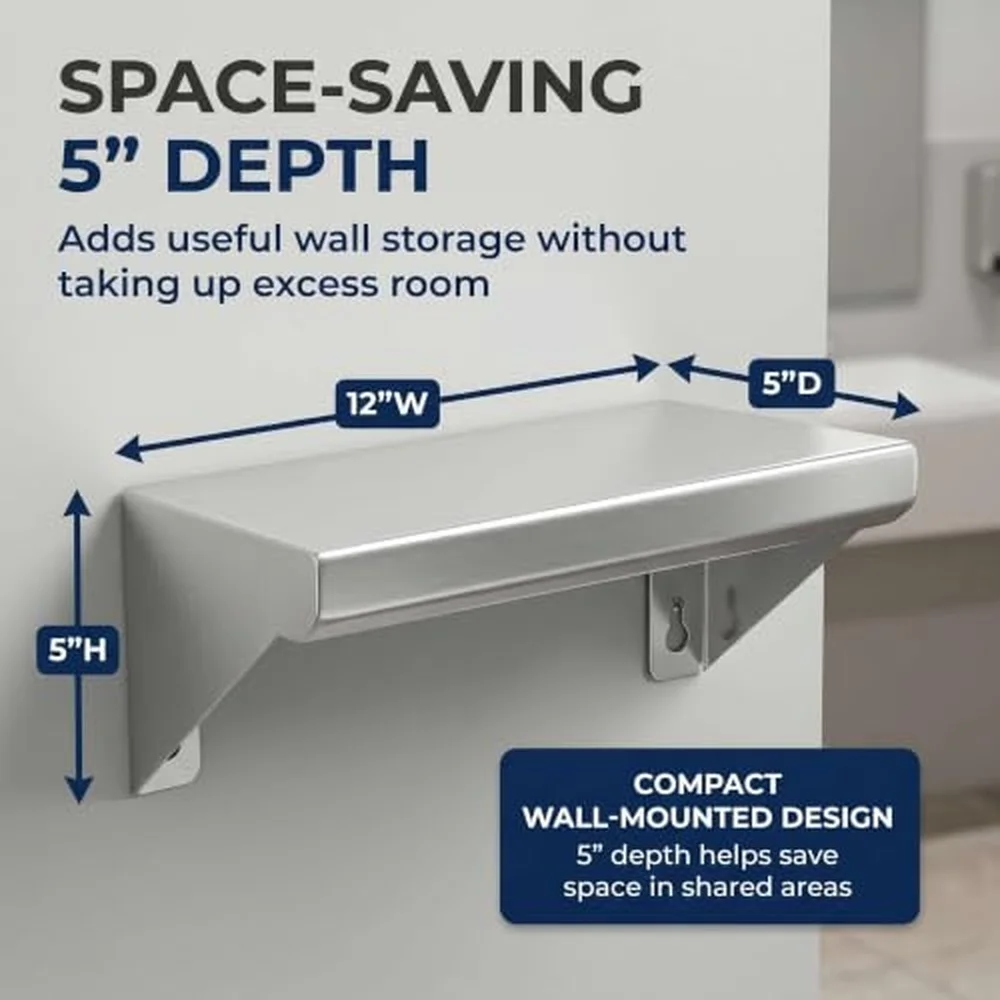 5 Pack 304 Stainless Steel Wall Mount Shelf 120 lb Capacity 5