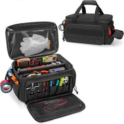 14 inch Tool Bag Anti-friction Bottom Hand Tool Storage Organizer Bag Men Tactical Bag Electrician Repairman Carpenters Handyman