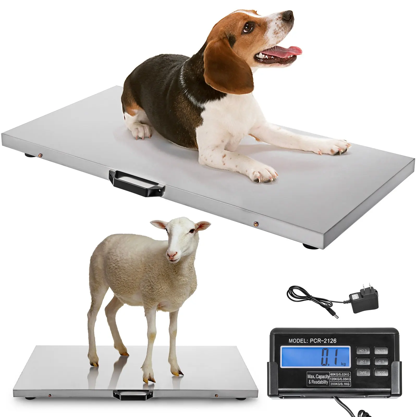 

880Lbs X 0.2Lbs Livestock Scale Shipping Scales Large Platform 40.6x20.9Inch Stainless Steel Vet Scale Industrial Floor Scale