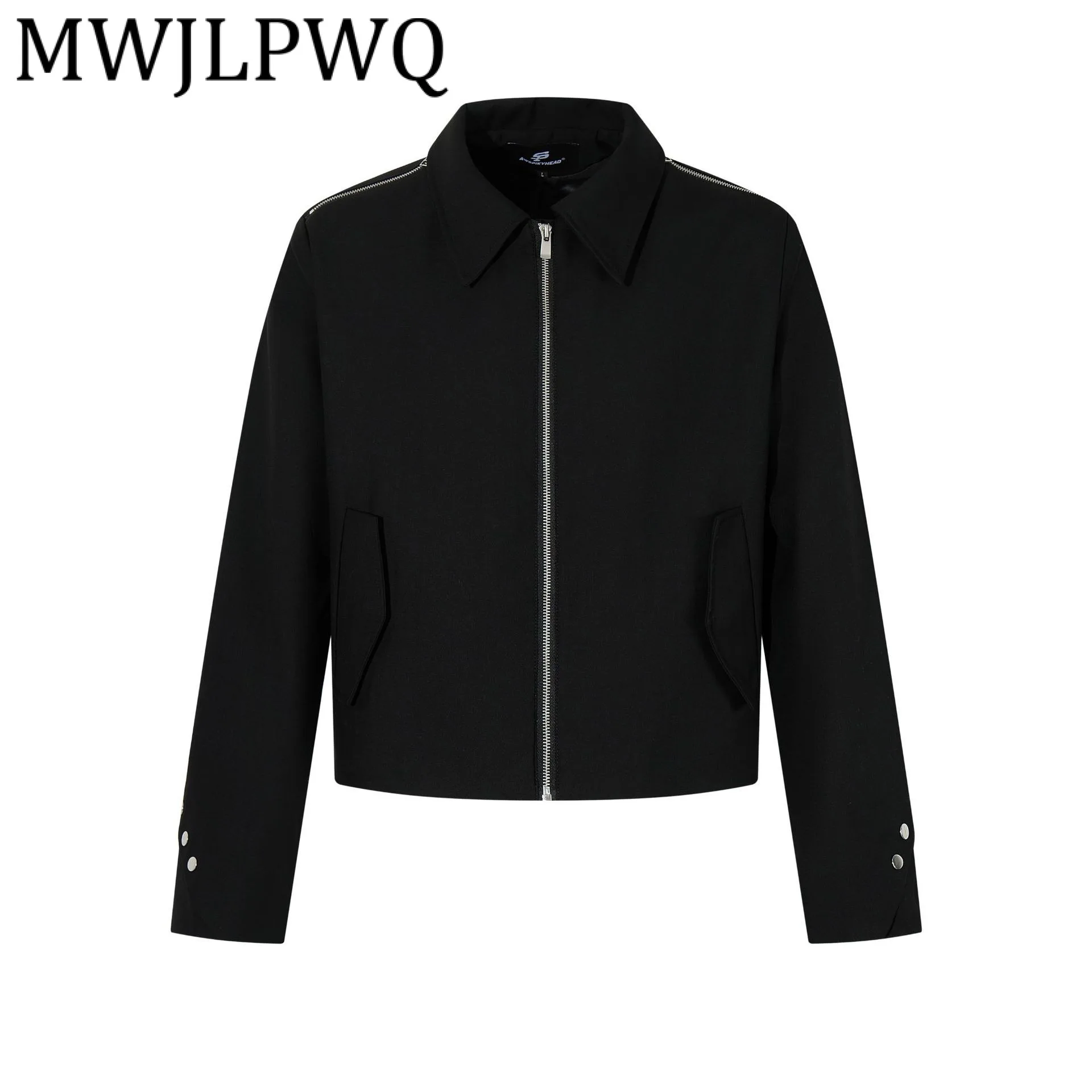 

MWJLPWQ Универсальная высококачественная куртка в американском стиле, мужская куртка с лацканами и металлической молнией, модный повседневный топ с длинными рукавами, новинка осени 2024, 21613