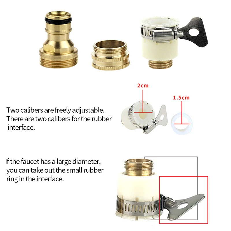 1Pcs 15mm-23mm Universal Kitchen Hose Adapter Metal Faucet Connector Mixer Hose Adapter Tube Joint Fitting Garden Watering Tools