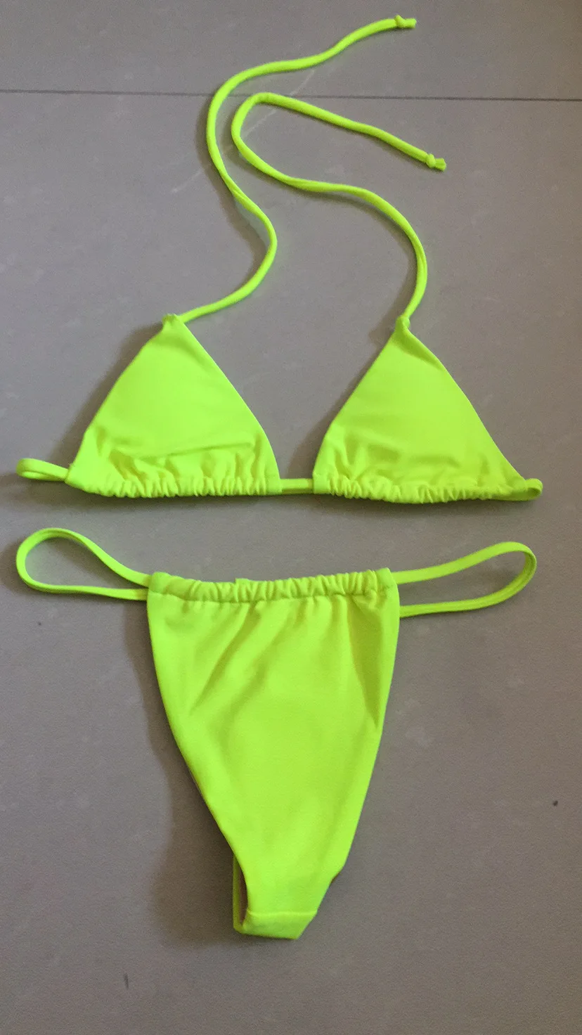 Biquíni fio dental amarelo néon feminino, roupa de banho feminina, conjunto micro biquínis, moda praia brasileira, fato de banho, maiô, tanga sexy, 2022