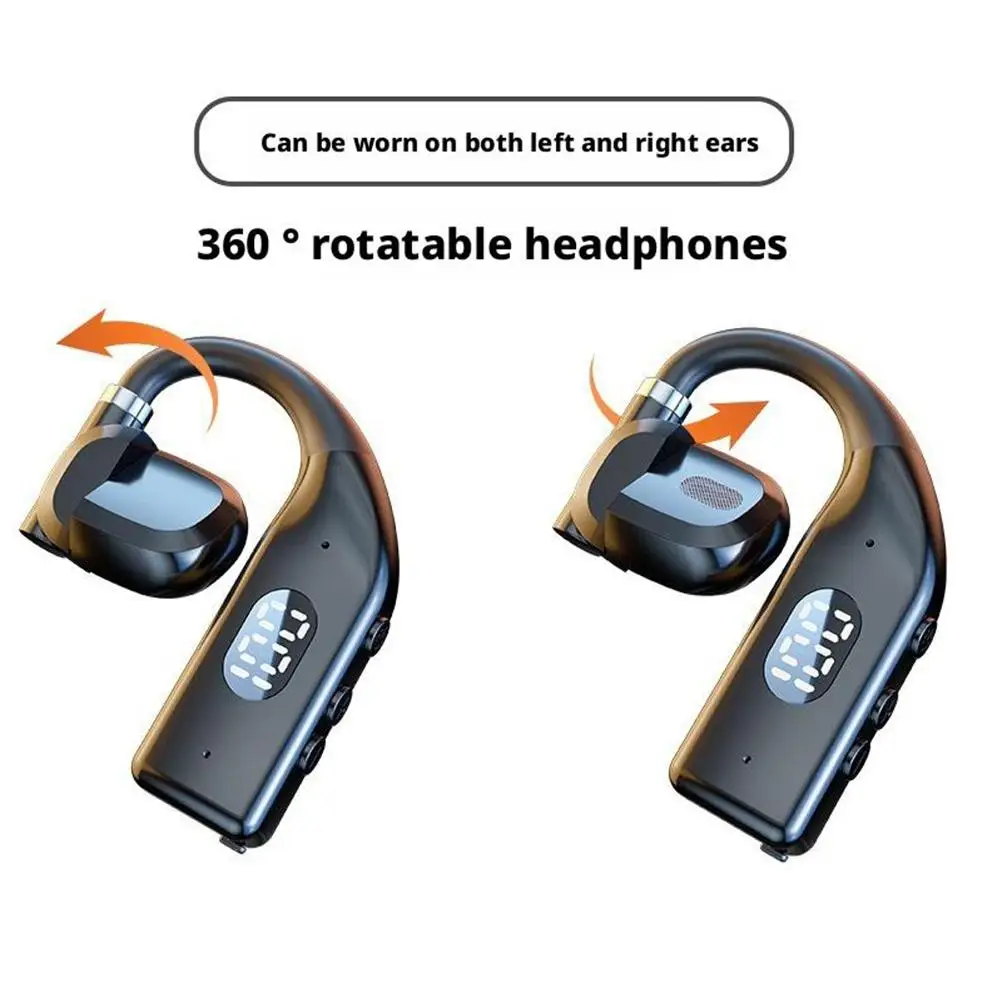 Business Bluetooth 5.4 Headset With LED Display 200MAH Left And Right Ear Rotation With Mic Handsfree Noise Canceling Headphones