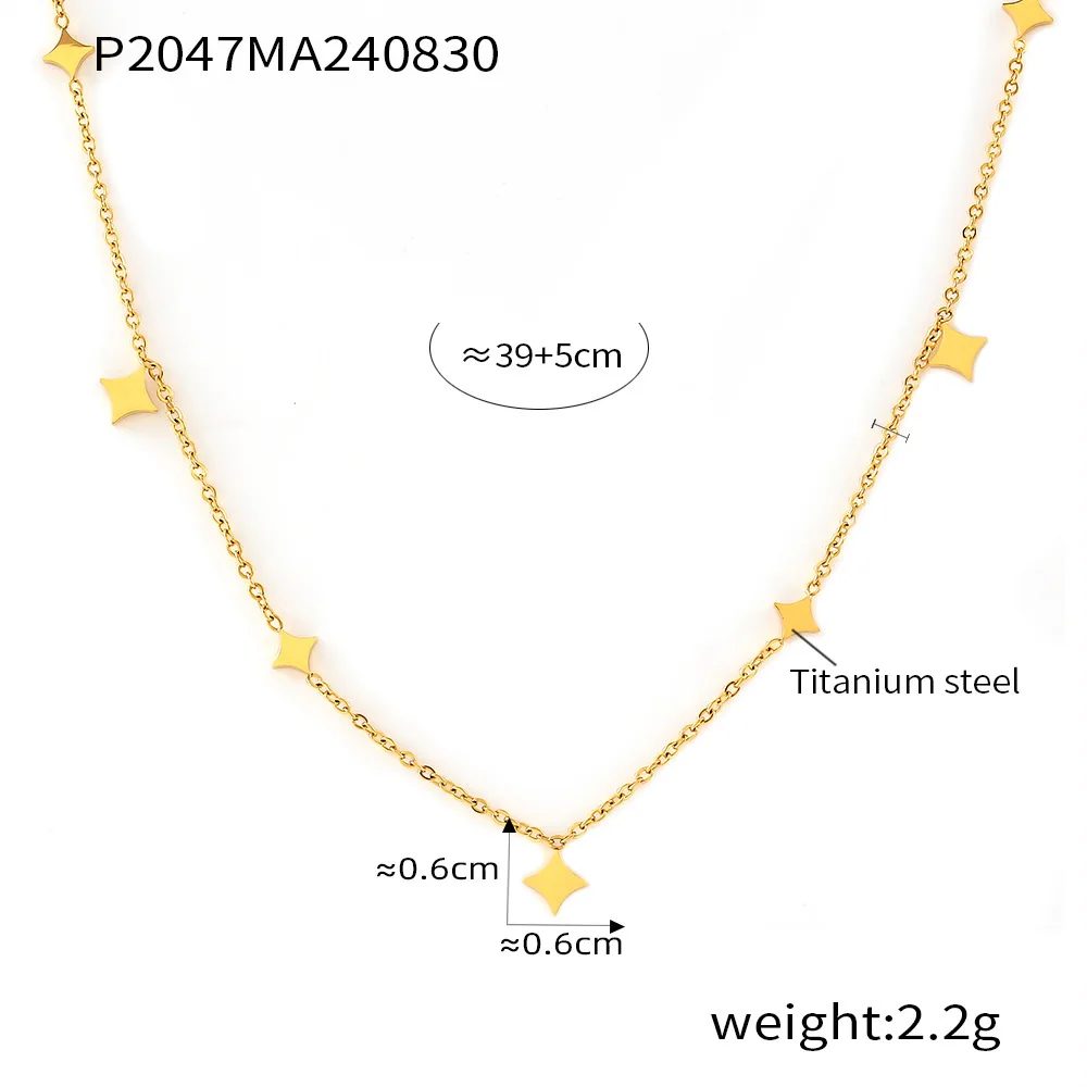 Edelstahl-Halskette für Frauen, quadratischer Anhänger, Zirkon eingelegtes Schlüsselbein, wasserdichte Kette, luxuriöser Charme, Modeschmuck, Geschenk – Detail 7