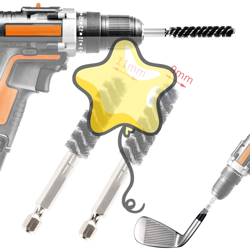 Golf Clubs Head Hosel Brush Electric Drill Wire Brush Hexagonal Rod Golf Iron Head Rust Remover Brush Golf Club Cleaning Polish
