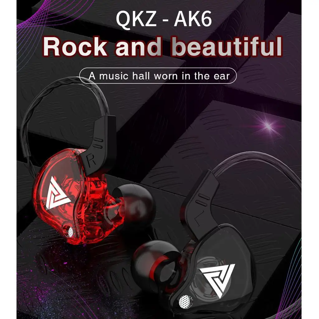 

Original QKZ AK6 Wired Headphones Dual Drive HiFi Earphone with Microphone 3.5mm Sport Running Music Earbuds Bass Stereo Headset