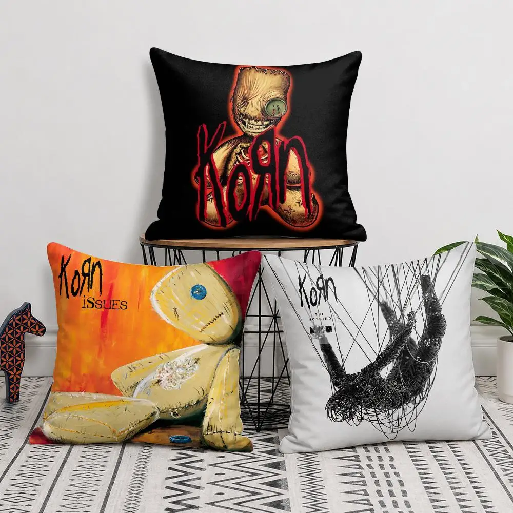 K-Korn Band Rock Cushion Cover Silky Short Plush Invisible Zipper Dustproof Sofa Pillow Case For Home Decor