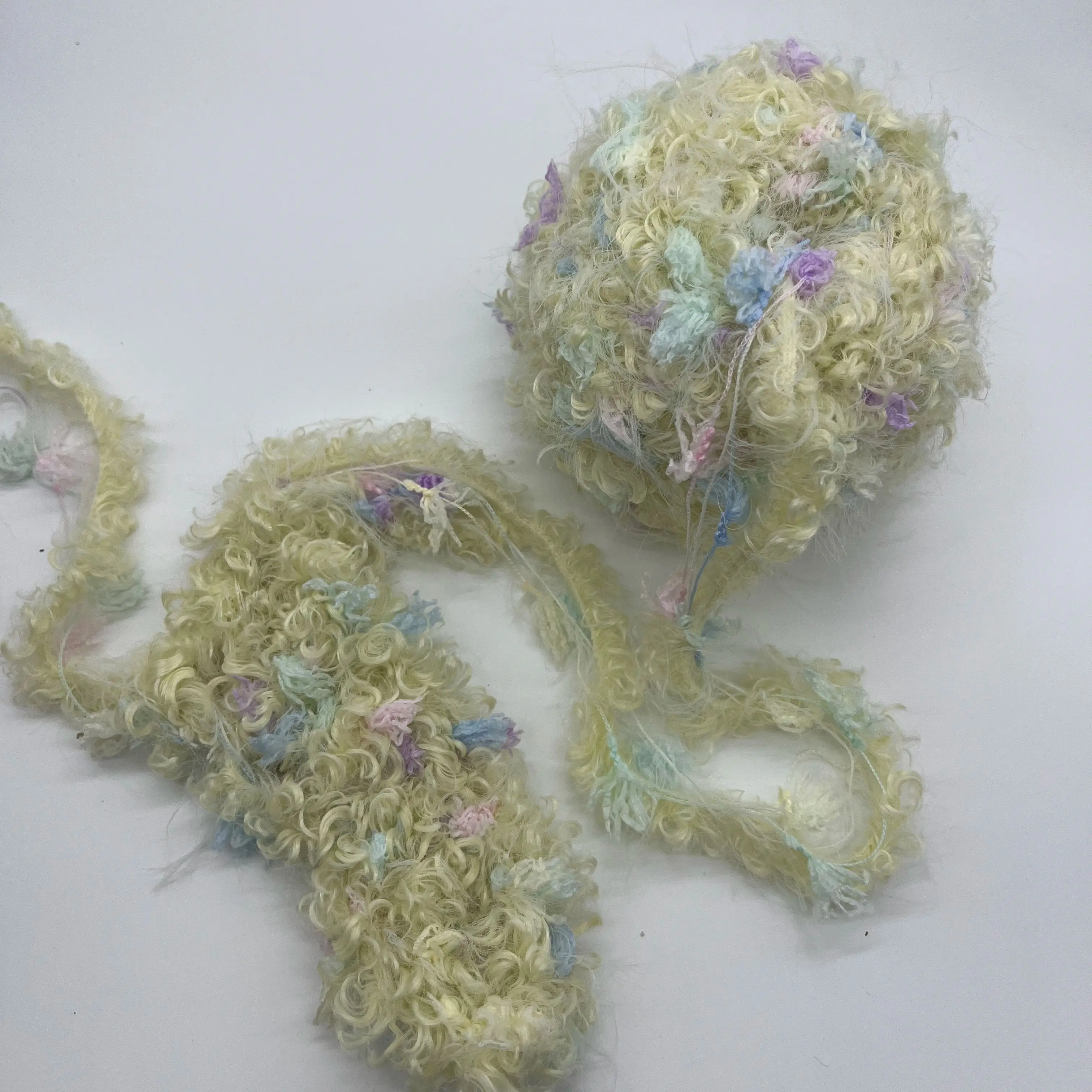 100g Bunny Tail Macaron Boucle Handspun Yarn Fluffy Fuzzy Curly Yarn Pastel DIY Crochet Knitting Yarn for Doll Scarf Access