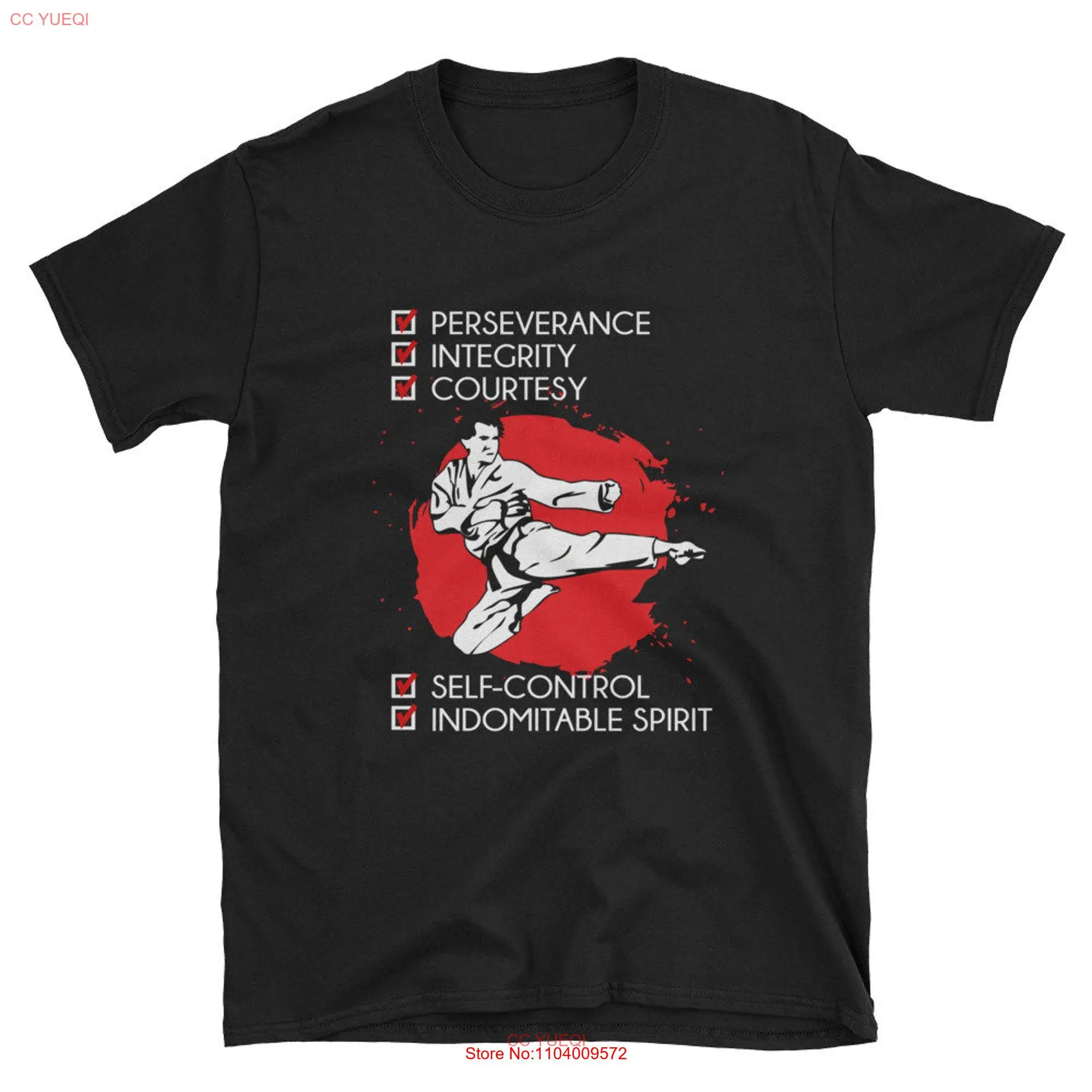 Taekwondo T Shirt 5 Tenets Taekwon do Martial Arts Kick White long or short sleeves