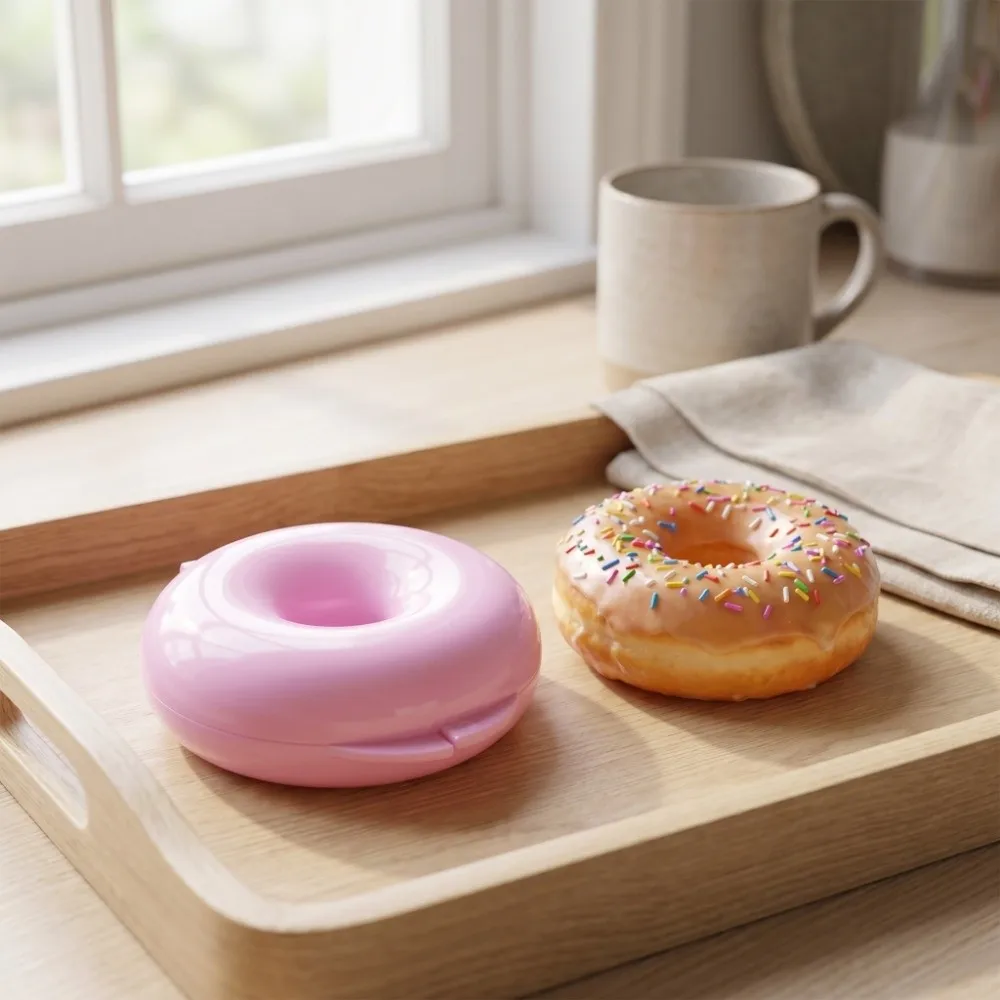 2pcs Thick ABS Material Donut Baking Pan Round Flip Doughnut Cake Pan Smooth Surface Center Hole Donut Pan Bakery Catering