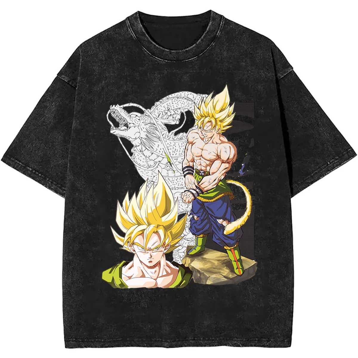 

2026 Summer Dragon Ball Super Saiyan Rose Nostalgic Washed Men Women TShirt Cotton Heavyweight Street Style Oversized Unisex Top