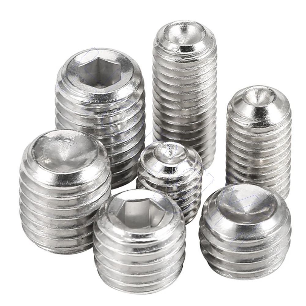 M5/M6/M8/M10 304 Stainless Steel Hex Socket Cup Point Set Screws DIN916 Grub Bolts Total Length 3mm - 70mm