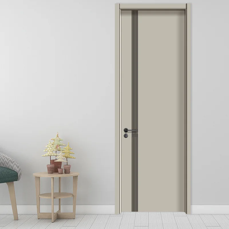 Solid wood composite indoor bedroom door sound insulation, moisture-proof  simple flat plate paint-free