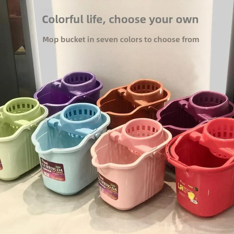 

Утолщенное ведро для влажной уборки с ручным отжимом и колесиками, большой емкости, для домашнего использования, инструмент для мытья полов