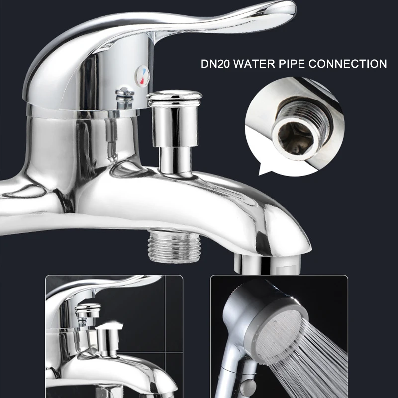 

Plastic Steel Basin Faucets Chrome Deck Mounted Hot Cold Water Dual Hole Mixer Tap Vanity Bathroom Sink Faucets