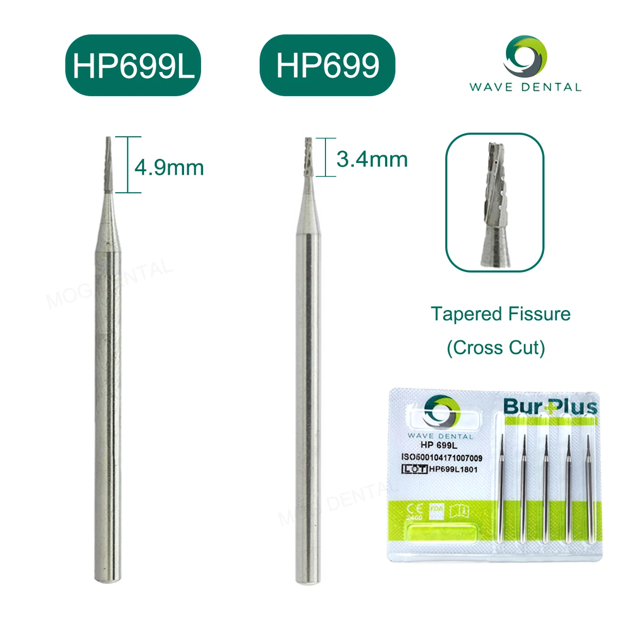 

WAVE Dental Carbide Burs Taper Fissure Cross Cut Head Dental Drill for Low Speed Straight Nose Cone Handpiece Dentistry Tools