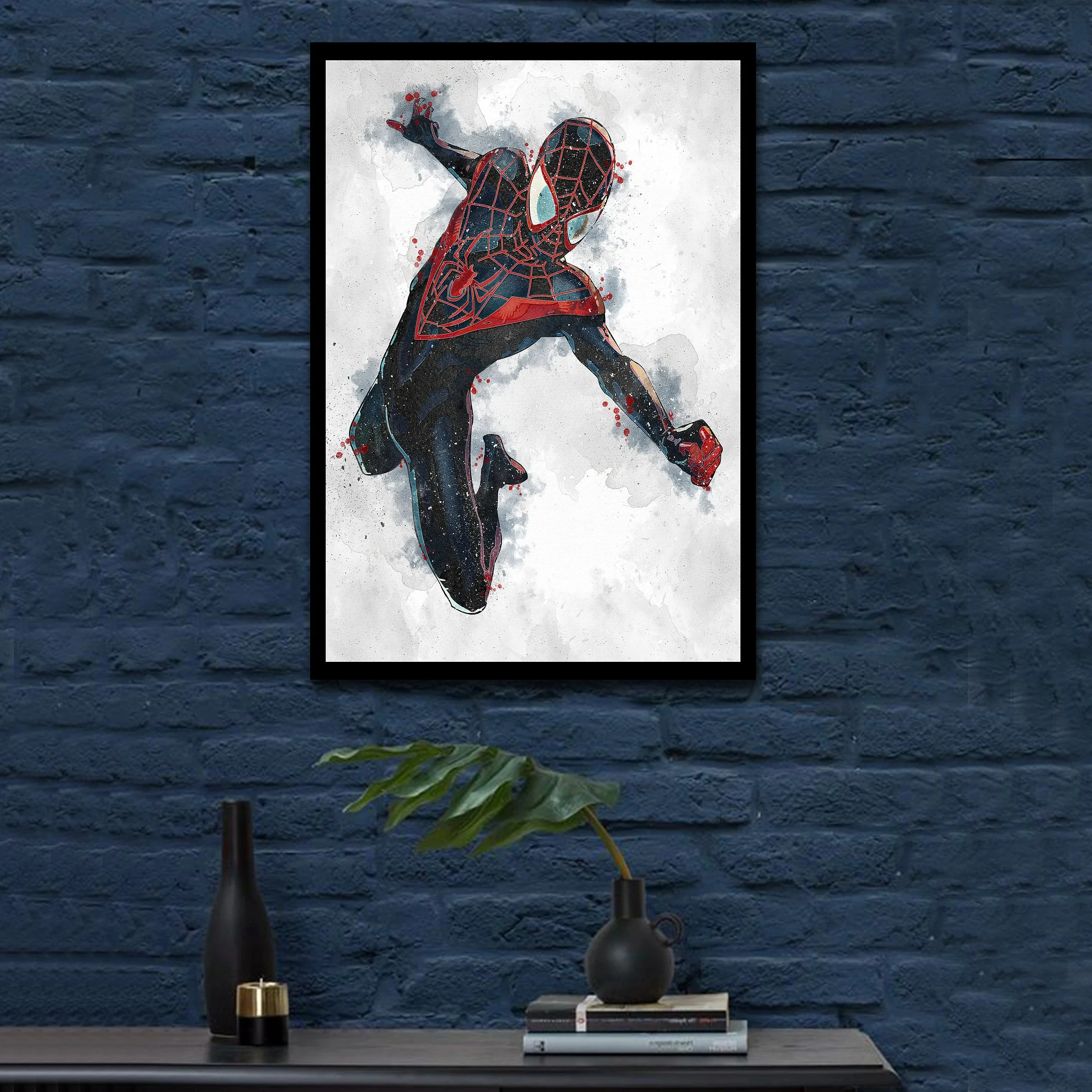

Spiderman Watercolor Painting Miles Morales Disney Movie Poster Canvas Painting Print Spiderman Fan Gift Home Decor Kids Room