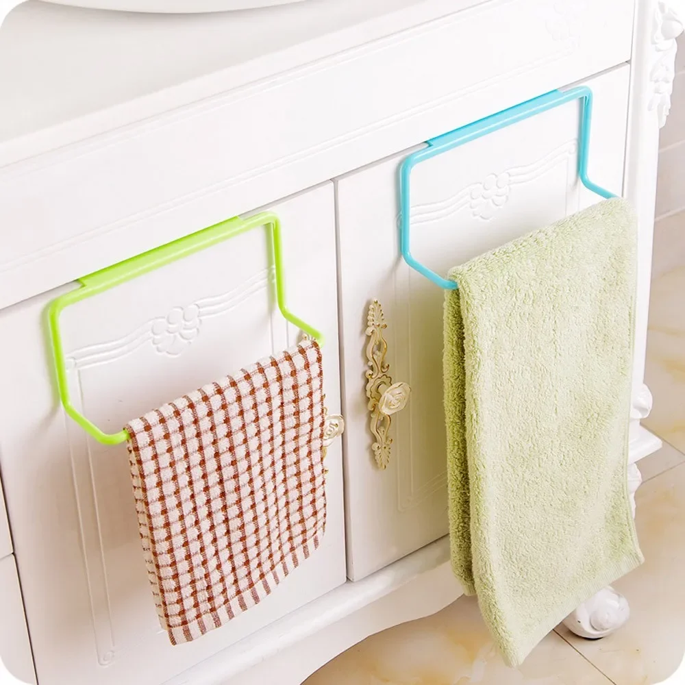 1/2Pcs Plastic Hanging Holder Towel Rack Multifunction Cupboard Cabinet Door Back Kitchen Accessories Home Storage Organizer