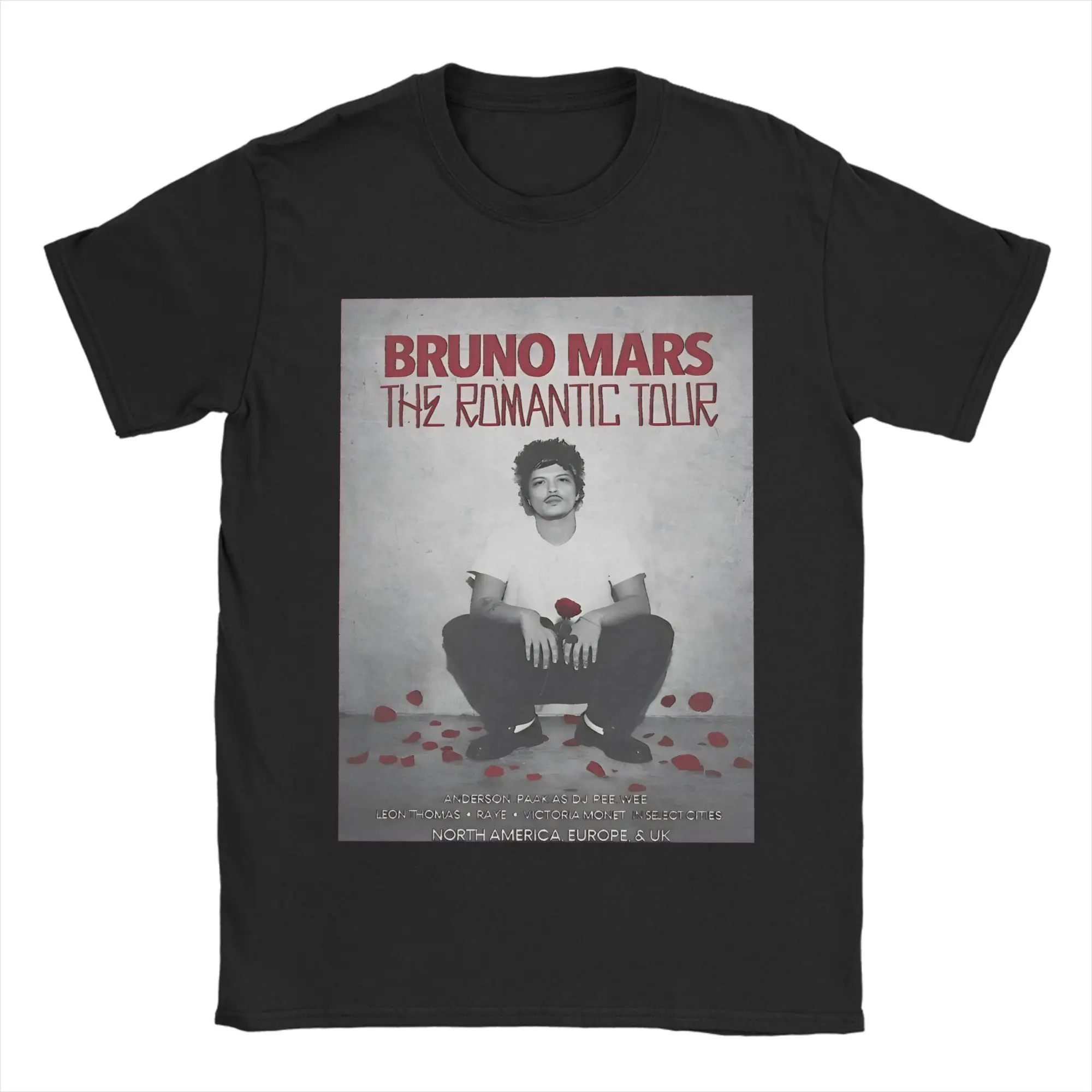 

Bruno Mars The Romantic Tour 2026 Poster T Shirt Men Cotton Awesome T-Shirt Crew Neck Tee Shirt Short Sleeve Clothing 4XL 5XL