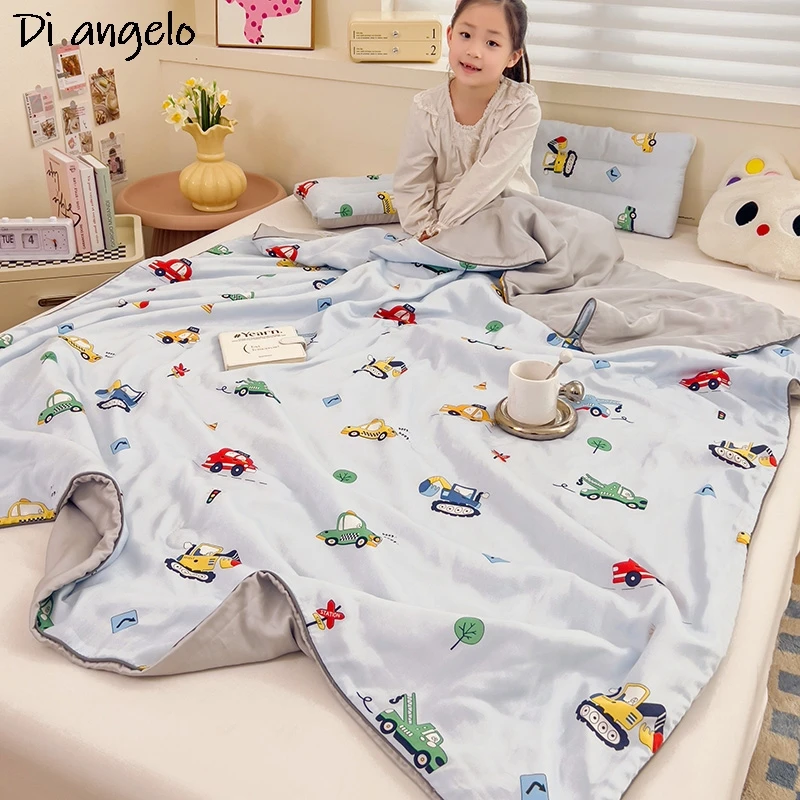 600TC Boys Girls Quilt Spring Summer Printed Children's Quilted Quilts Wash Comfortable Air Conditioning Comforter Bedspreads #/