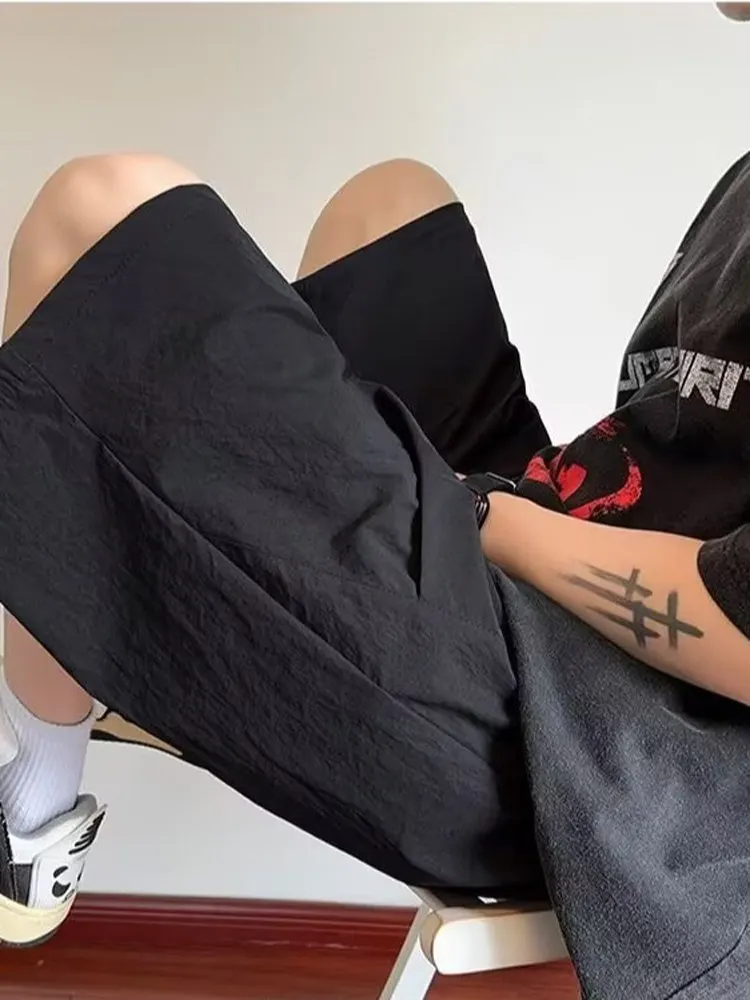 الجليد الحرير كوي الجافة الرجال orts الصيف رقيقة مطوي بنطلون رياضي فضفاض شعور رائع عادية خمسة أرباع طول مستقيم الساق الجينز #5