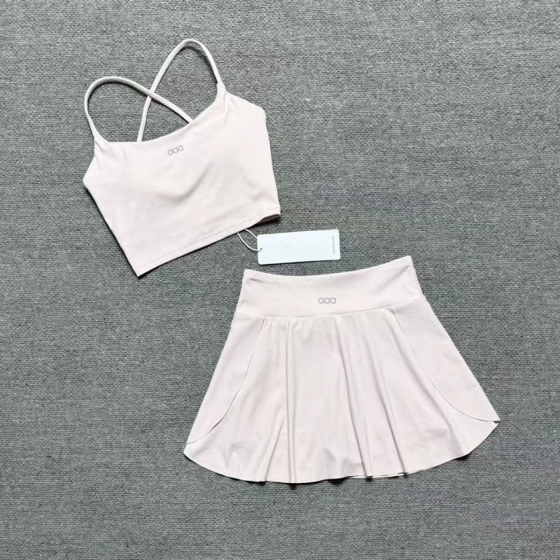 2026 Spring/Summer Women's Yoga Vest and Running Fitness Skirt  Versatile Pilates Set Two Piece Set