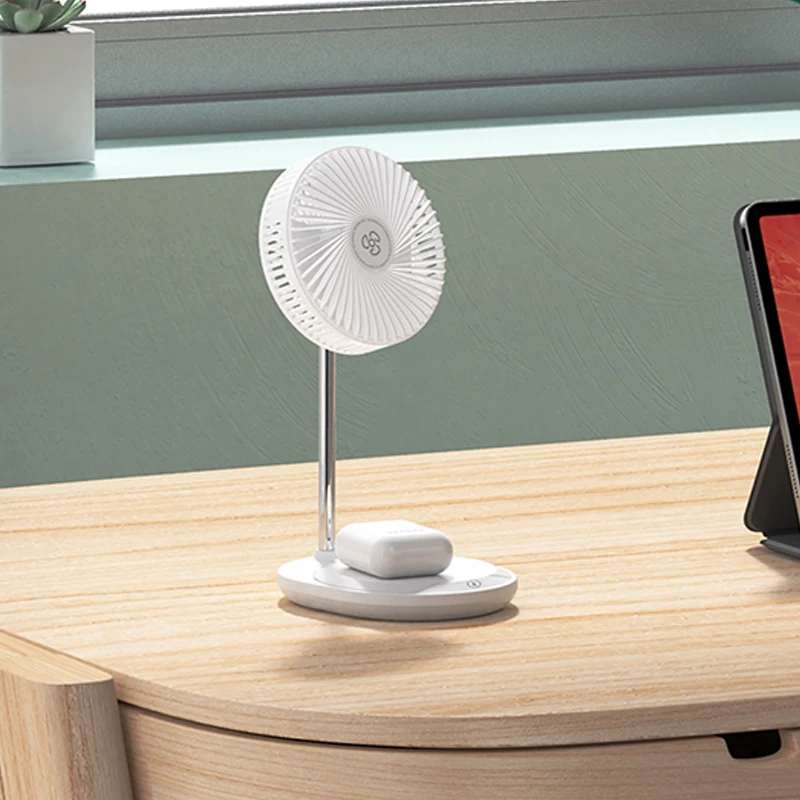 New Version Folding Wireless Charger Fan for IWatch Cellphone USB Multifunctional Rechargeable Fan With Wireless Charging