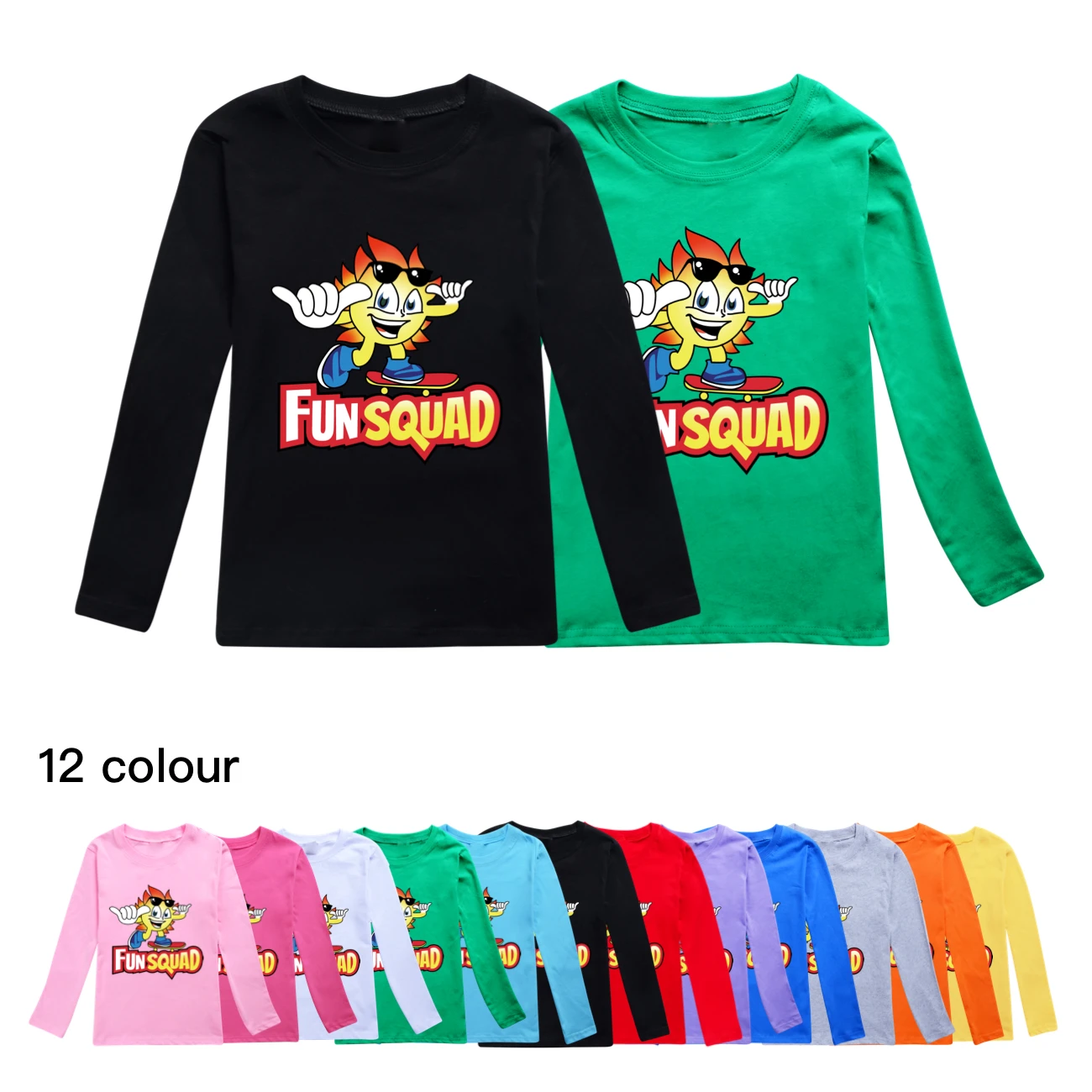 

Kids Casual T-shirt Fun Squad Gaming Pattern Tops Baby Boys Girls Cotton Fashion Shirt 3-14T Children Long Sleeved Tees ﻿