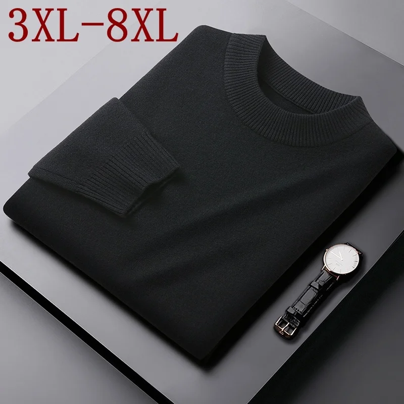 7XL 6XL 8XL Soft Warm Men's Jumpers 2023 New Winter Casual Mens Sweater 100% Wool Pullover Men Half Turtleneck Male Knitwear