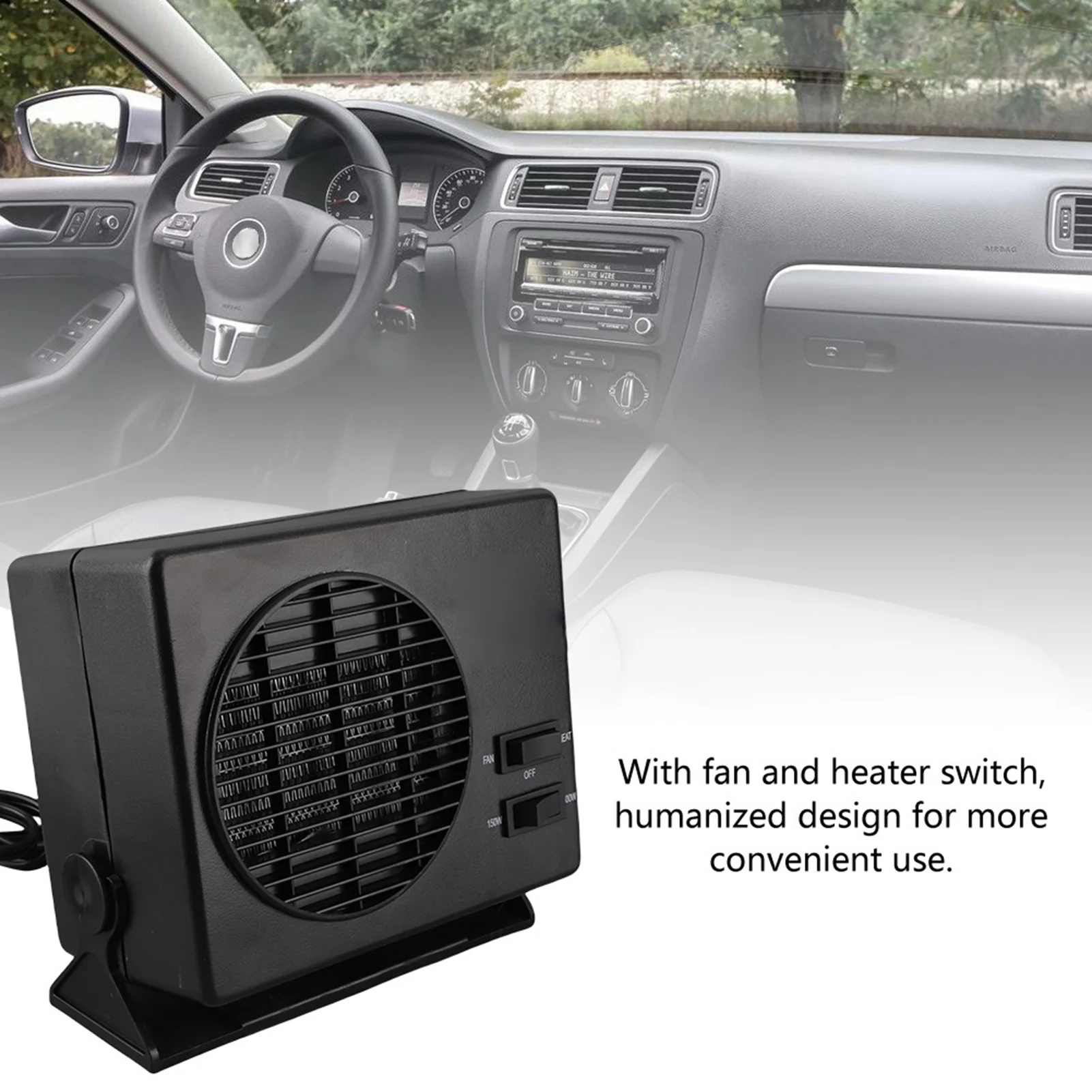 

1 шт. 300 Вт автомобильный портативный обогреватель и вентилятор 12 В, универсальный, с двойным режимом для быстрой разморозки и очистки окон