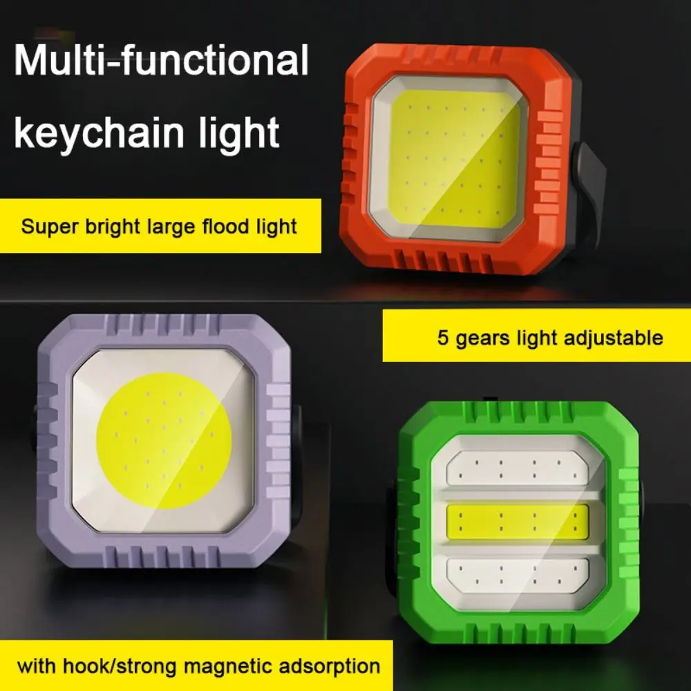 

With Hook Mini Keychain Flashlight Strong Magnetic Adsorption Adjustable Bracket Camping Lamp Waterproof Battery Level Display