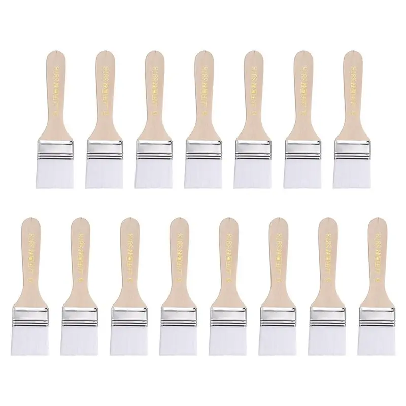 T21C 30Pcs Paint Brushes Paint Brush Nylon Flat Wall Paint Brush Soft Bristle With Wood Handle For Painting DIY 1.5 Inch