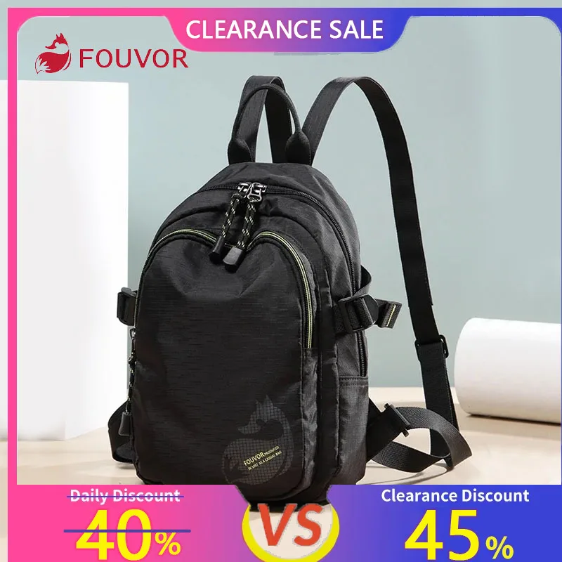 

Fouvor Black Mini Backpack Lightweight Nylon Material Multiple Adjustable Straps Daily Travel Outdoors Casual Female Bag 3033-05