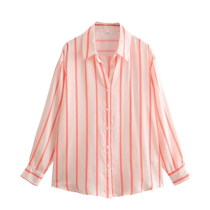 SIYANG Women Fashion Chic Striped Buttoned Shirt Female Long Sleeves Lapel Collar Blouse Ladies Casual Top