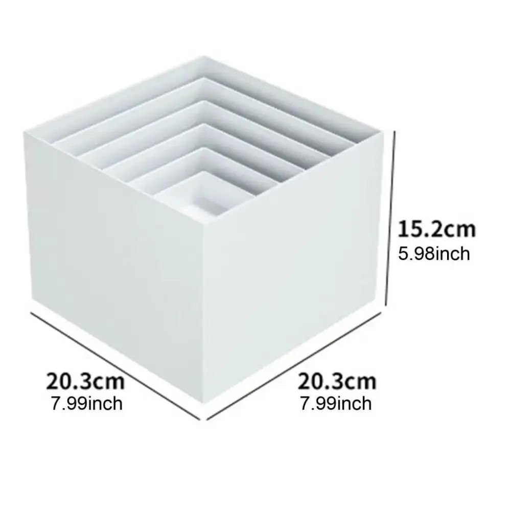 White /Transparent Acrylic Display Cube Stackable Square Shape Dessert Display Stand 6 Different Sizes Nesting Feature