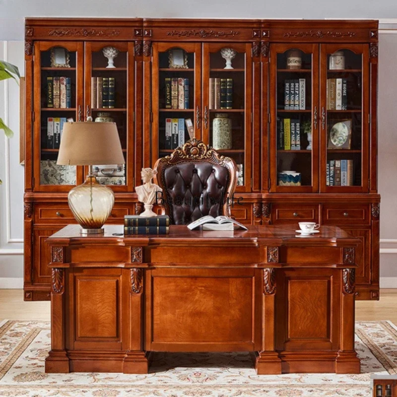 

American solid wood desk desk boss office European desk