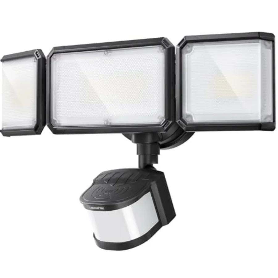 

Уличный светильник для безопасности без слепых зон с углом обзора 240° ° Датчик движения PIR с двумя датчиками, 100 футов, 7000 лм, регулируемая яркость прожектора