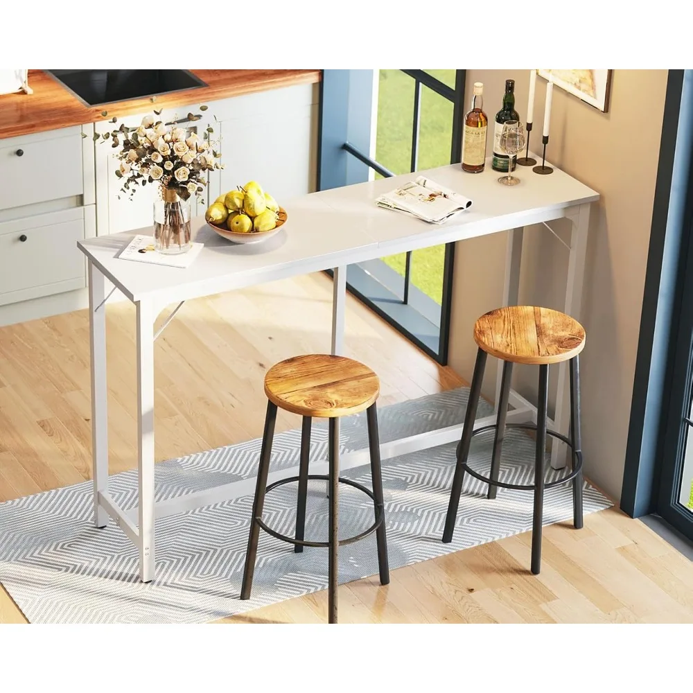 Mesa de bar de 63 polegadas, mesa de pub de altura de bar, mesa de bar de altura de balcão, cozinha retangular de alta qualidade